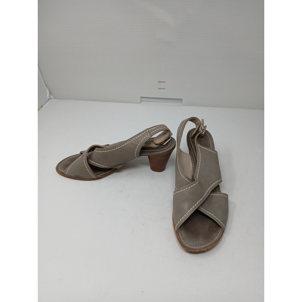 Attilio Giusti Leombruni Womens Gray Open To Sling Back Heels 38 AGL Leather